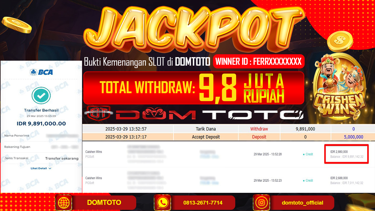 JACKPOT SLOT CHAISEN WINS 29 MARET 2025